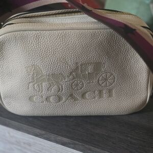 Coach Cream Pebbled Leather Crossbody Bag